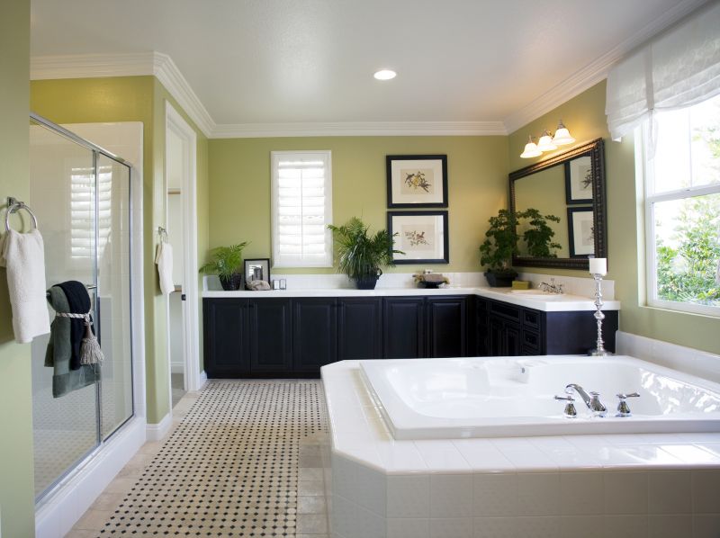 Luxurious soaking tub and ambient lighting
